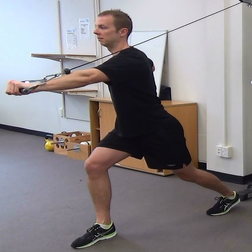 One arm cable chest press demonstration